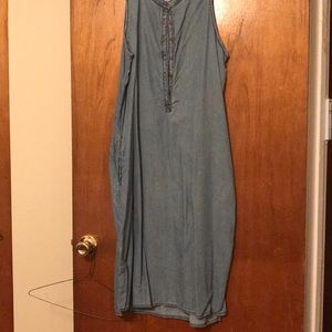 Pin stripe chambray dress